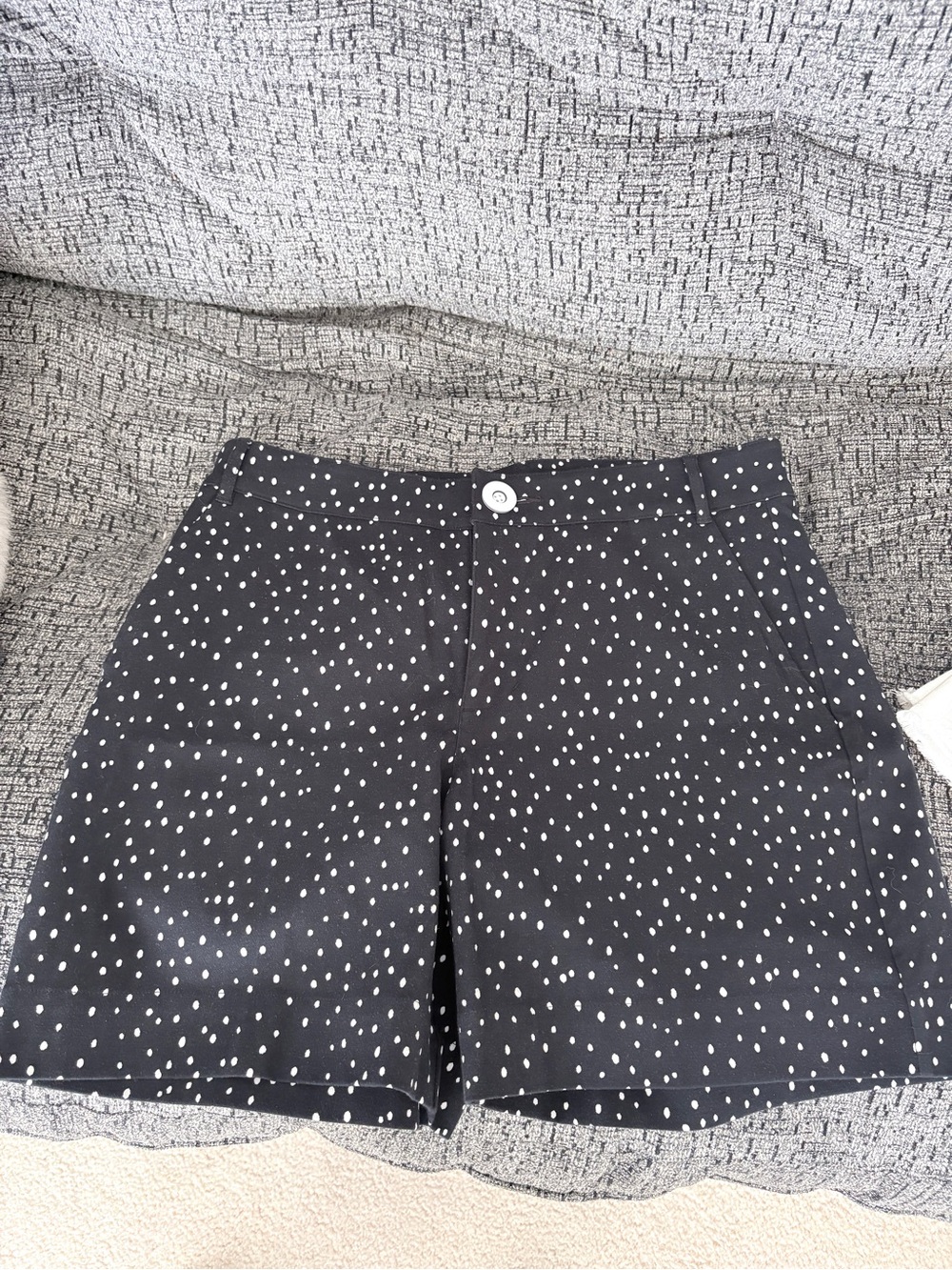 CAbi Black Shorts with White Dot Print